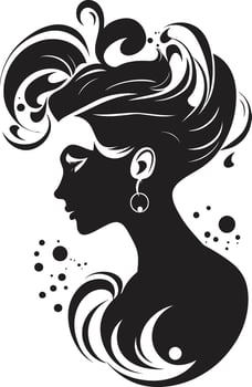 Shadowed Whispers Black Floral Face Midnight Beauty Floral Woman Profile vector