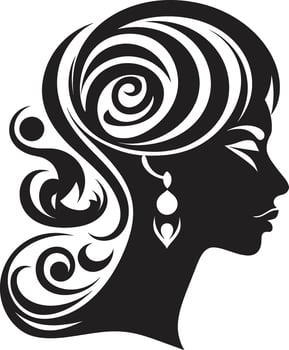 Flora Muse Floral Woman Head Petal Profile Black Floral Face vector