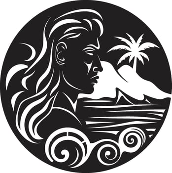 Tropic Tranquility Tribal Woman Silhouette Pacific Essence Black Hawaii Tribal Woman Symbol vector