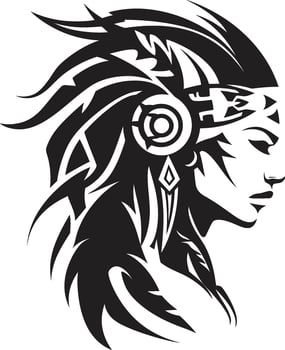 Oceanic Elegance Black Tribal Woman Tropical Legacy Hawaii Tribal Woman Symbol vector
