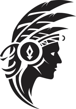 Tropic Essence Black Tribal Woman Pacific Tranquility Tribal Woman Symbol vector