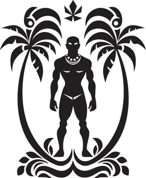 Tiki Treasures Tribal Woman Graphic Element Black Coral Beauty Hawaiian Woman in Black vector