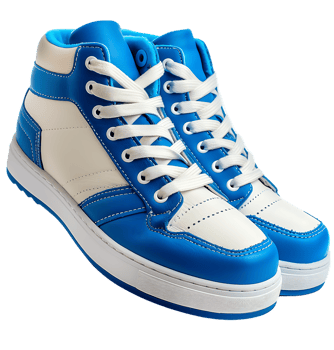 Blue and white shoe on isolated transparent background png