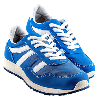 Blue and white shoe on isolated transparent background png