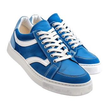 Blue and white shoe on isolated transparent background png