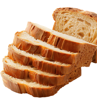 Sliced bread displayed on isolated transparent background png