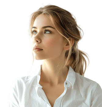 Business woman in a white shirt on isolated transparent background png