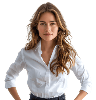 Business woman in a white shirt on isolated transparent background png
