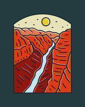 Colorado river in Grand canyon national park mono line design vector