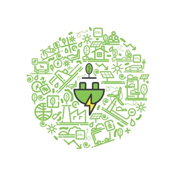 Renewable Energy, Eco Energy, electric vehicle, Green Industries pattern vector