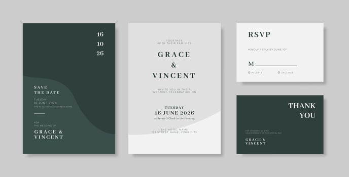 Simple and elegant wedding card template vector