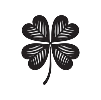 Four-leaf clover icon illustration. Black icon isolated on white background. Clover silhouette. vector