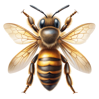 Realistic illustration of a honey bee with detailed wings png