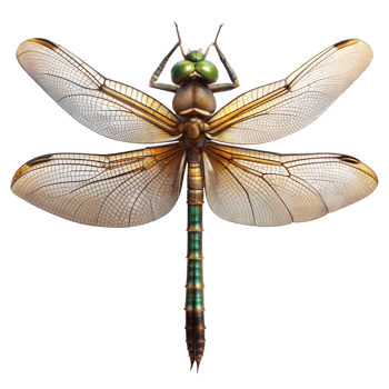 Detailed dragonfly with transparent wings on a transparent background png