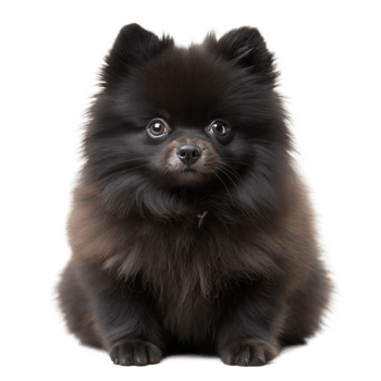 Adorable black Pomeranian dog sitting and looking ahead png