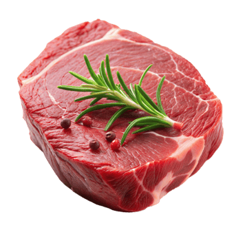 Fresh raw beef steak with rosemary and peppercorns png