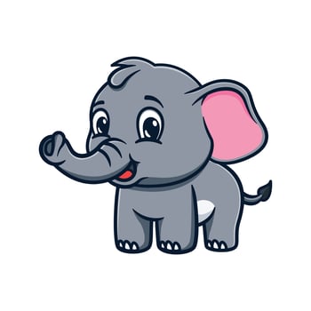 cute and kawaii elephant cartoon illustration design greets vector