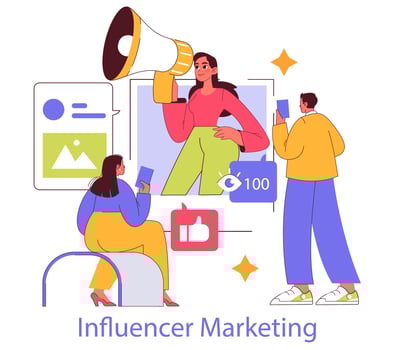 Influencer Marketing. Flat Illustration vector
