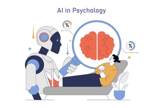 AI In Psychology. Flat Illustration vector