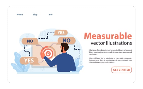 Measurable outcomes visualized. Flat illustration vector