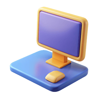 cute 3d illsutration of computer screen, back to school theme png