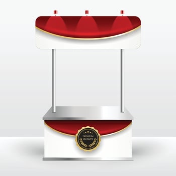 Luxury product display counter red gold Isolated from the white background. Display tables for sale. design illustration. vector