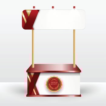 Luxury product display counter red gold Isolated from the white background. Display tables for sale. design illustration. vector