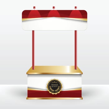 Luxury product display counter red gold Isolated from the white background. Display tables for sale. design illustration. vector