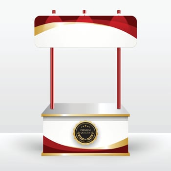 Luxury product display counter red gold Isolated from the white background. Display tables for sale. design illustration. vector