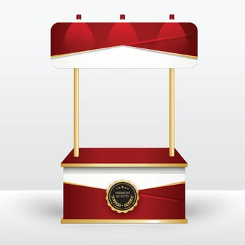 Luxury product display counter red gold Isolated from the white background. Display tables for sale. design illustration. vector