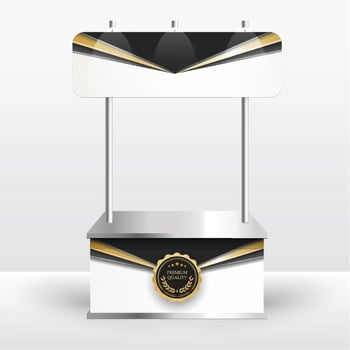 Luxury product display counter black gold Isolated from the white background. Display tables for sale. design illustration. vector