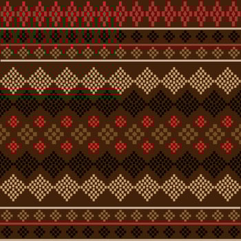 fabric pattern on brown background vector