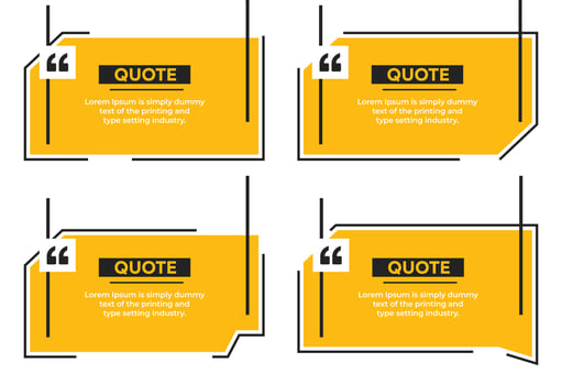 Quotation text box frame with quote marks in geometric shape template vector