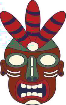Tiki God Mask Cartoon in Flat Design Style Isolated on White Background. vector