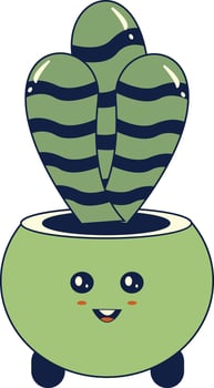 Kawaii Expression Potted Cactus. in Cute Cartoon Design and Shapes. Isolated Illustration. vector