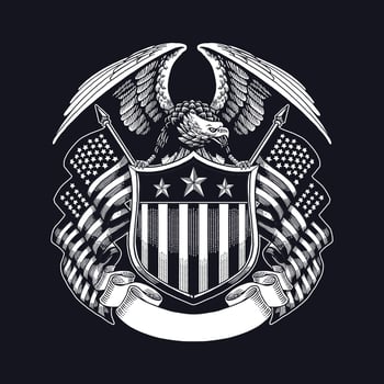 American Eagle T-Shirt Design Illustration Vintage vector