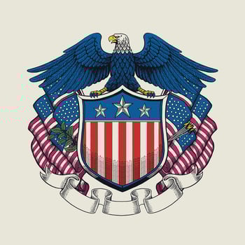 Vintage Hand Drawn Illustration of American Eagle Design Colorful vector