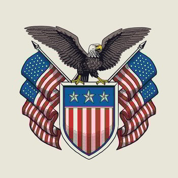 Vintage Illustration of American Eagle Hand Drawn T-Shirt Design vector