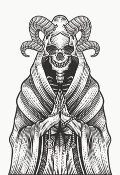 Illustration grim reaper engraving hand drawn style - illustration vector