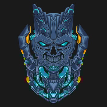 illustration of skull with cyborg style great for print, mecha wallpaper vector