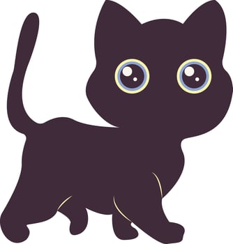 International Cat Day Silhouette with Cute Eyes Design. on the August. Isolated on White Background. vector