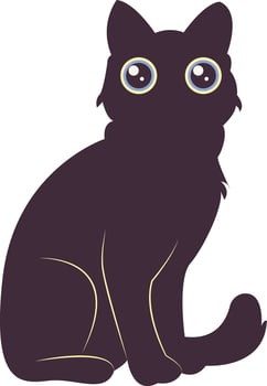International Cat Day Silhouette with Cute Eyes Design. on the August. Isolated on White Background. vector