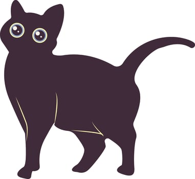 International Cat Day Silhouette with Cute Eyes Design. on the August. Isolated on White Background. vector