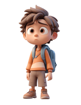 pouting boy using bag 3d character png