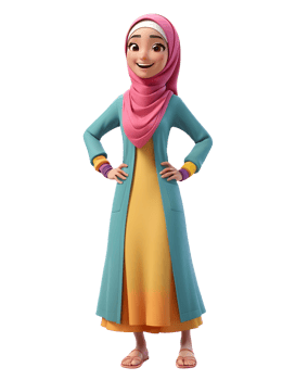 muslim veiled girl smiling 3d character design png