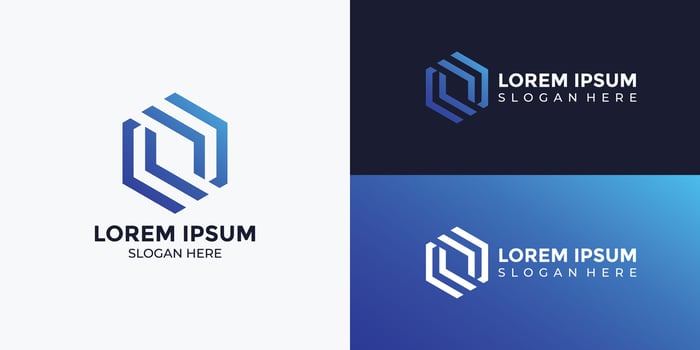 monogram logo concept hexagon vector