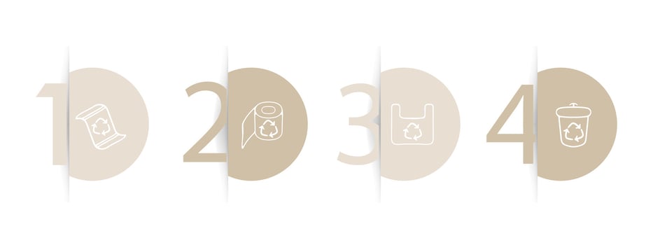 Set of recycling icons. Waste management, eco-friendly symbols, recycling bins, sustainable lifestyle. Green concept. Pastel color background. line icon vector