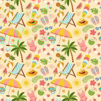 Summer Vibes A Playful Pattern of Beach Fun vector