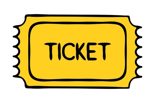 Yellow ticket line icon. Train, plane, cinema, theater, travel, tram, ticket office, concert, trip, travel, pass, circus, lottery. icon for business and advertising vector