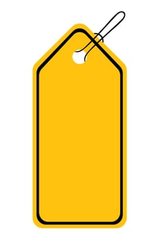 Yellow tag with hook line icon. Label, label, number, wardrobe, size, price tag, boutique clothing. icon for business and advertising vector